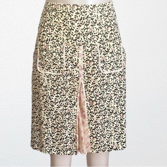 Diane von Furstenberg Silk Inlay Cherry Blossom Pencil Skirt SZ 4 - Picture 2 of 6